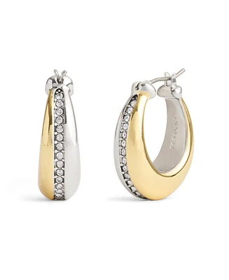 Coach Faux Stone Pave Tubular Huggies Earrings