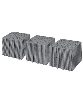 12 x 12 Inch Gray Interlocking Deck Tiles Plastic Waterproof Outdoor All Weather Anti-slip Bathroom Shower Balcony Porch Strong Weight Capacity Upto 4