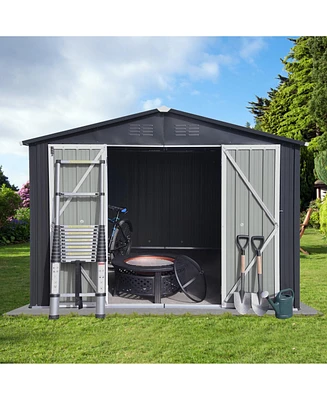 Metal garden sheds 10ft 12ft outdoor storage sheds Dark-grey