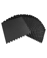 Everyday Essentials BalanceFrom Fitness 72 Sq Ft Interlocking Eva Foam Exercise Mat Tiles, Black
