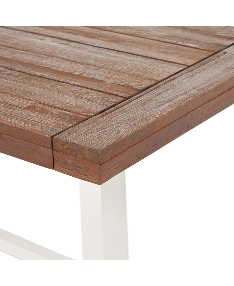 Carlisle Industrial Outdoor Dining Table: Modern Metal And Acacia Wood For 8