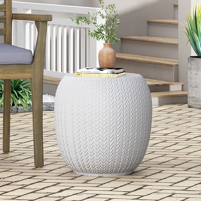 Rustic Braided Concrete Side Table: Outdoor Elegance And Versatility