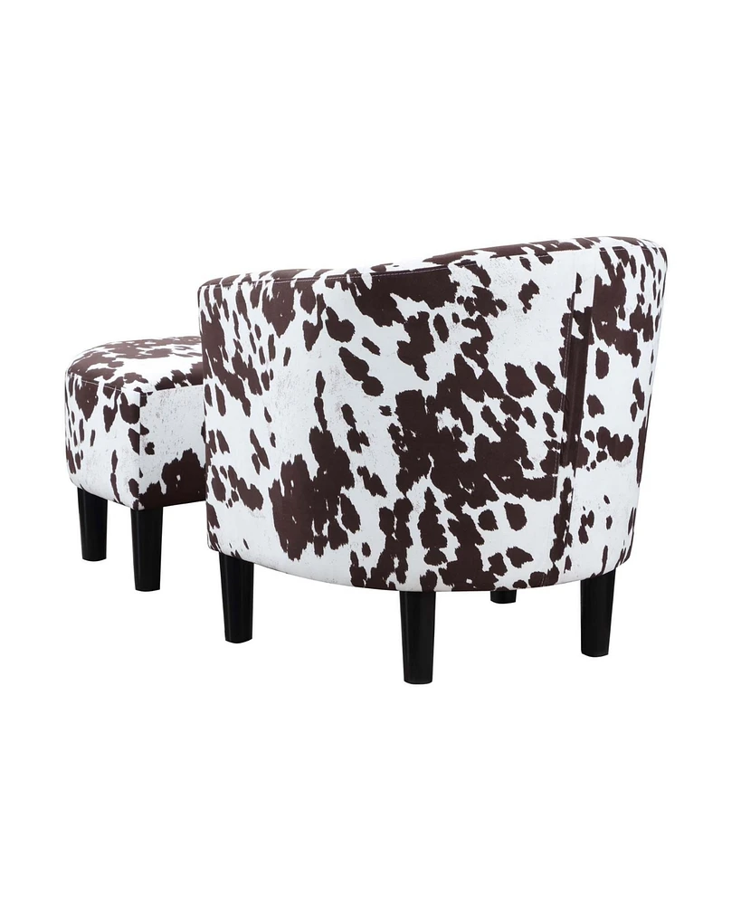 Convenience Concepts 26.25" Faux Cowhide Churchill Accent Chair with Ottoman