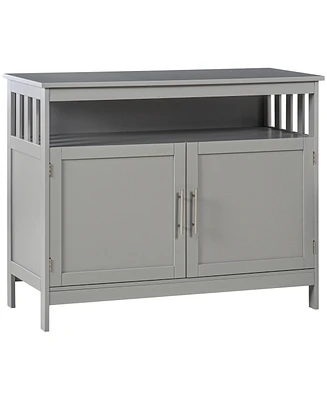 Sideboard Buffet Cabinet, Modern Kitchen Cabinet, Coffee Bar Cabinet with 2-Level Shelf and Open Compartment, Grey