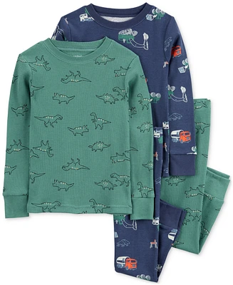 Carter's Toddler Boys Dino & Trucks Pajamas, 4 Piece Set