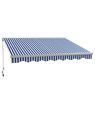 13' x 10' Electric Awning with Led Lights, Retractable Awning, UV40+ Sun Shade Shelter with Remote Controller and Crank Handle for Deck, Balcony, Yard
