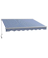13' x 10' Electric Awning with Led Lights, Retractable Awning, UV40+ Sun Shade Shelter with Remote Controller and Crank Handle for Deck, Balcony, Yard