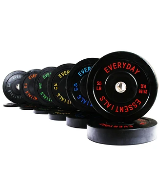 BalanceFrom Fitness 370 Pound Olympic Bumper Strength Training Weight Plate Set