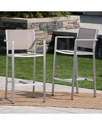 29.50" Barstools With Silver Rust-Proof Aluminum Frame, Grey Mesh, Set Of 2