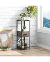 1 Pack 3 Tier Tall Metal Plant Stand Indoor Plant Table with Drawer Anti-tipping Devices