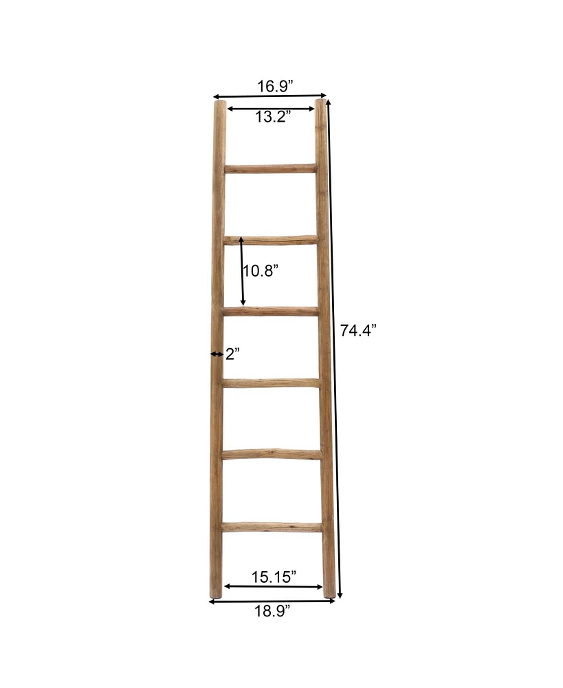 LuxenHome Rustic 6ft Decorative Blanket Ladder