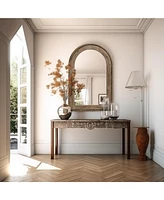 LuxenHome 39-Inch Wood Framed Arch Wall Mirror Accent Vanity Mirror Hanging Decor Large Wall Mounted Mirror