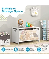 Kids Toy Box w/Safety Hinge Wood Storage Chest Flip-Top Storage Organizer