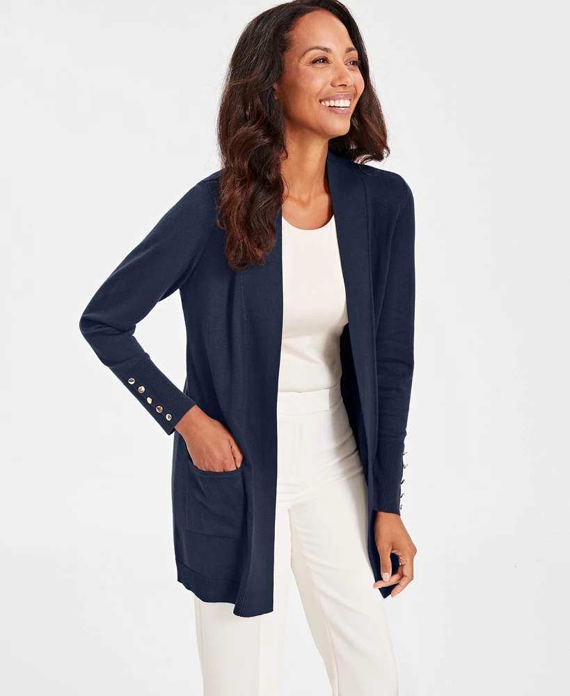 Jm Collection Women's Button-Sleeve Flyaway Cardigan, Exclusively at Macy's