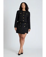 Eloquii Plus Tweed Skort With Buttons