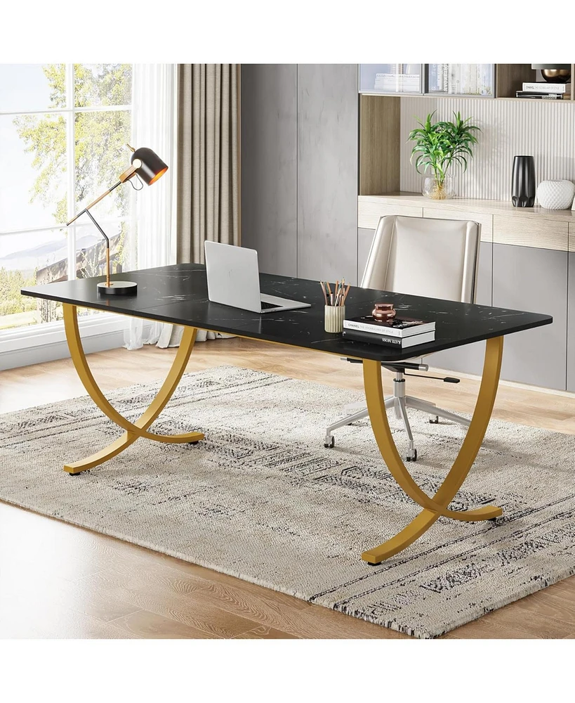 Tribesigns Executive Desk, 63” W x 31.5” D Large Office Desk, Modern Computer Desk Conference Table Meeting Room Table, Business Furnitu