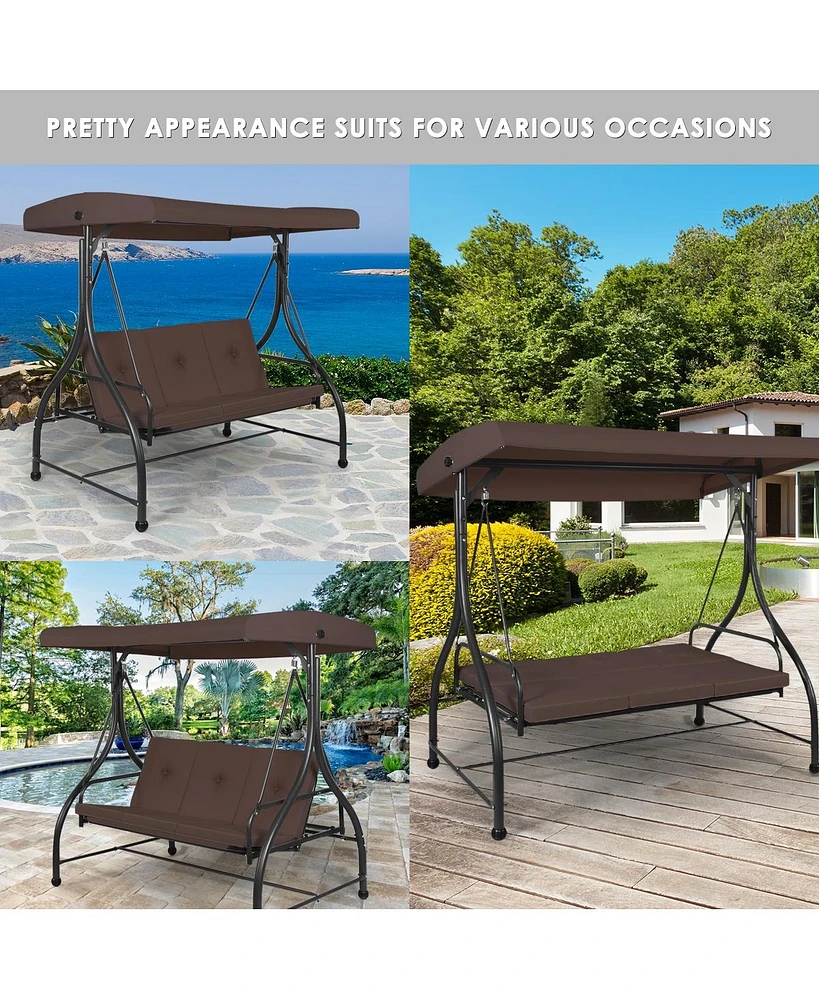 Skonyon 3 Seats Outdoor Swing Hammock with Adjustable Tilt Canopy