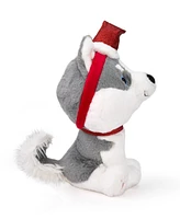 Geoffrey's Toy Box 10" Husky with Christmas Hat Plush Toy, Created for Macy's