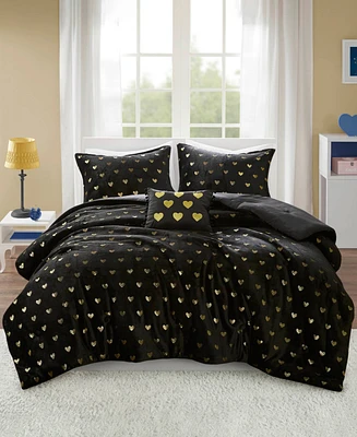 Intelligent Design Rosalie Metallic Heart 4-Pc. Comforter Set, Full/Queen