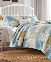 Greenland Home Fashions Evangeline Modern Floral Reversible 3-Pc. Quilt Set