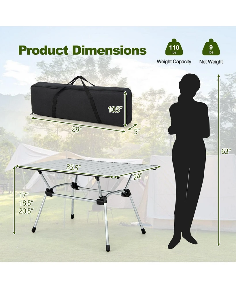 Sugift Folding Heavy-Duty Aluminum Camping Table with Carrying Bag