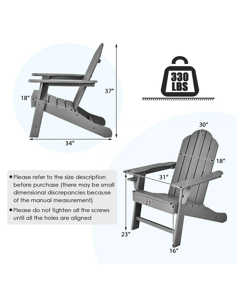 Vebreda Outdoor Adirondack Chair with Built-in Cup Holder for Backyard Porch