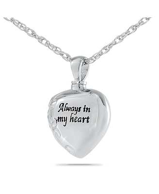 Sterling Silver .925 Cremation Always In My Heart 3/4 inch Pendant with 18 inch Necklace