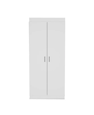 Chad Pantry Double Door Cabinet, Five Shelves,Three Interior Door Shelves, White