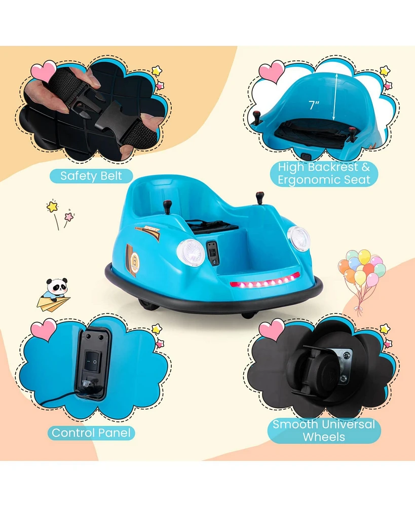 Ride on Bumper Car for Kids with Remote Control 360 Degree Spin Led Light