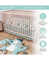 The Peanutshell Dino Tummy Time Mat and Security Blanket Crib Bedding Set, 4-Piece Set