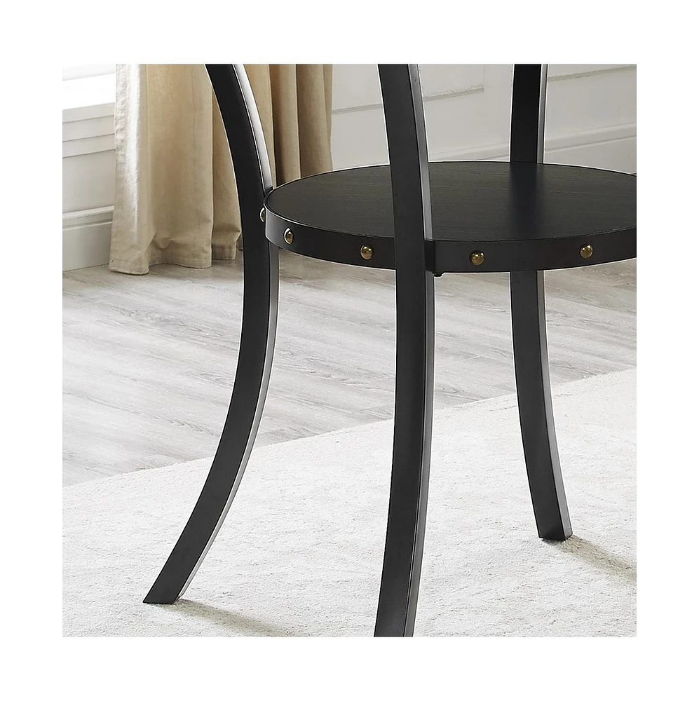 Biony Dining Collection Espresso Wood Counter Height Nailhead Round Dining Table