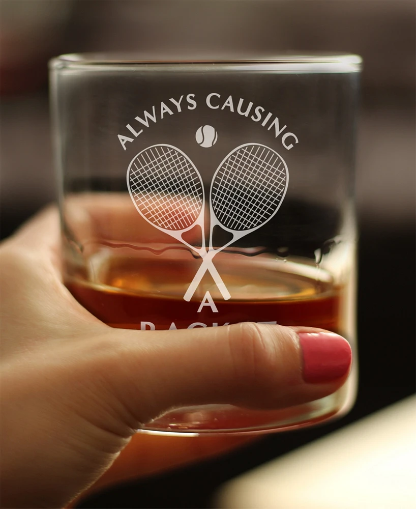 Bevvee Causing a Racket Whiskey Rocks Glass