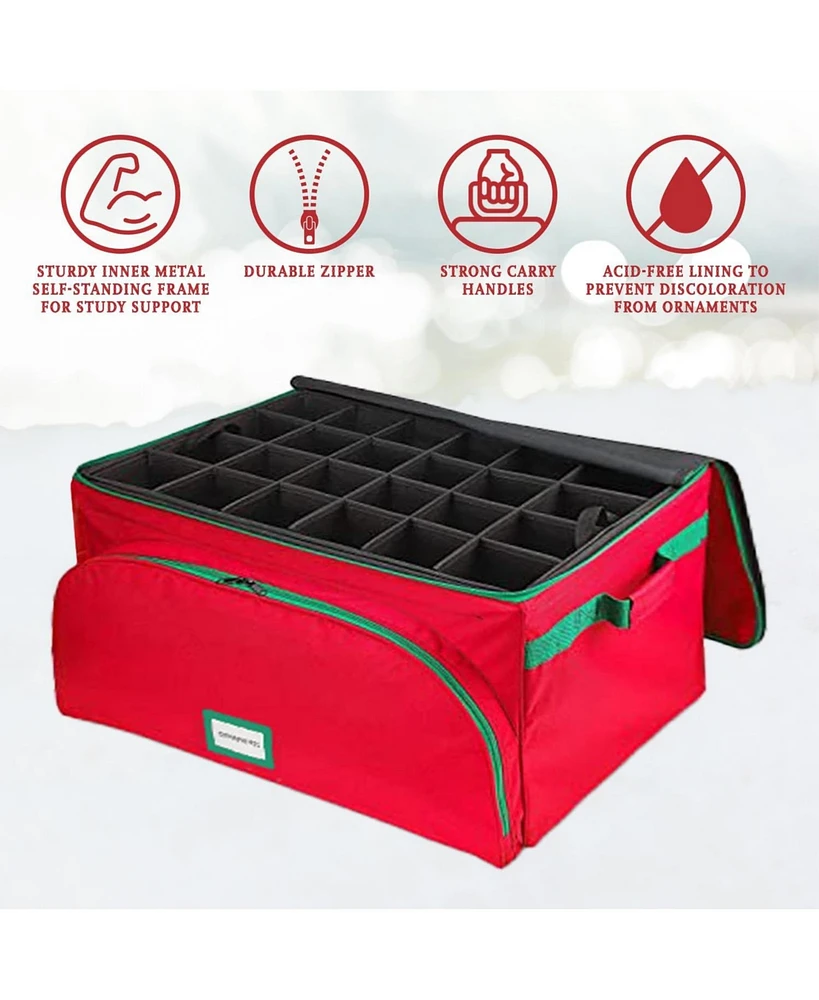 Florida Brands Christmas Ornament Storage Box with 3 Trays Holds Up to 72-4 Inch Ornaments