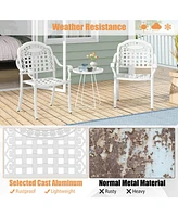 2 Pcs Patio Cast Aluminum Armrest Chairs Dining Stackable Outdoor