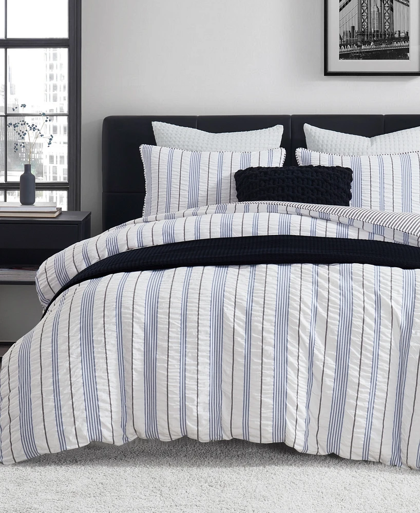 Dkny Seersucker Stripe 3 Piece Comforter Set, King