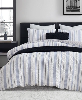 Dkny Seersucker Stripe 3 Piece Comforter Set, King