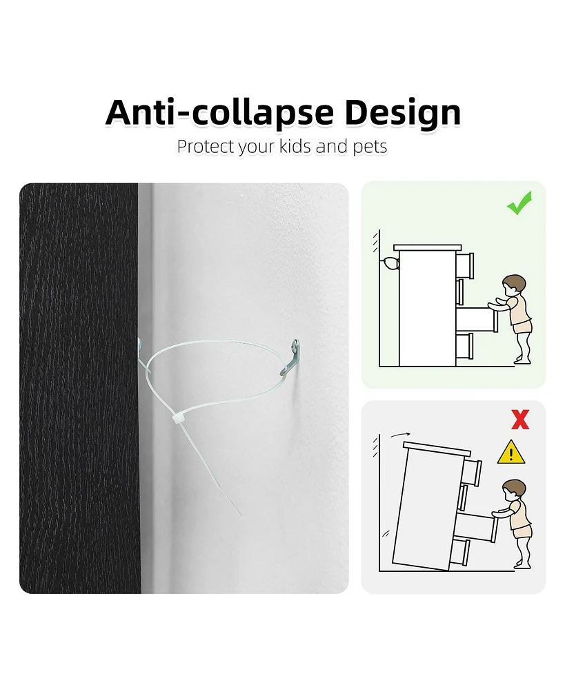5 Drawers Dresser for Bedroom, White Dresser with Wide Drawers, Wood Chest of Drawers, Tall Dresser for Bedroom