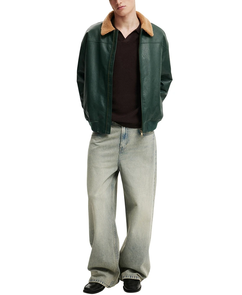 Cotton On Men's Artificial Leather Flight Jacket