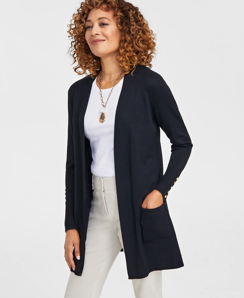 Jm Collection Women's Button-Sleeve Flyaway Cardigan, Exclusively at Macy's