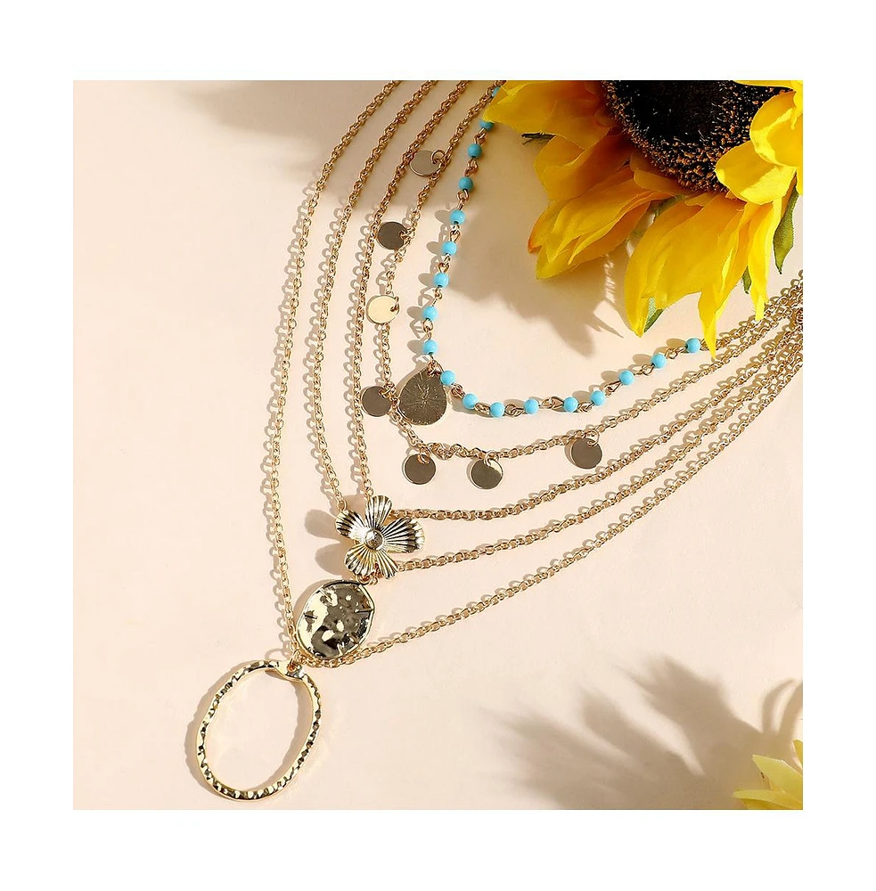 Sohi Women's Textured Multi-Layer Necklace