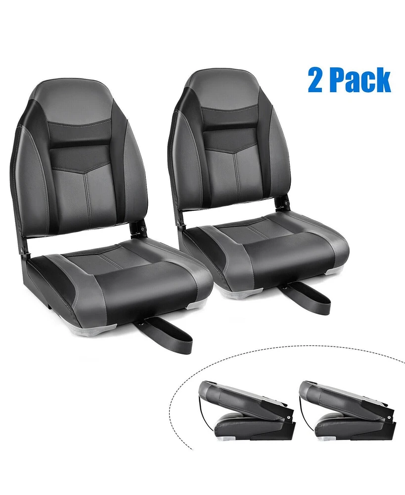Hongge High Back Folding Boat Seats with Black Grey Sponge Cushion and Flexible Hinges