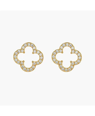 Sterling Silver 18k Gold Plated Aria Clover Stud Earrings – Dainty Summer Earrings, Lightweight, Vacation Style, Warm Weather Look