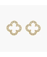 Sterling Silver 18k Gold Plated Aria Clover Stud Earrings – Dainty Summer Earrings, Lightweight, Vacation Style, Warm Weather Look