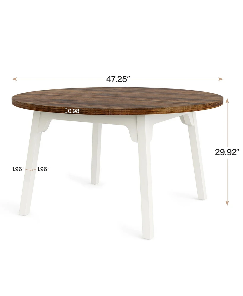 Tribesigns 47-Inch Round Dining Table with Solid Wood Legs,Industrial Dinner Table for 4-6 People