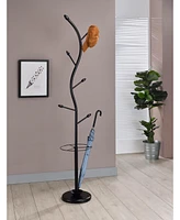 Kings Brand Furniture Kubin Metal 6-Hook Coat & Hat Rack with Umbrella Stand