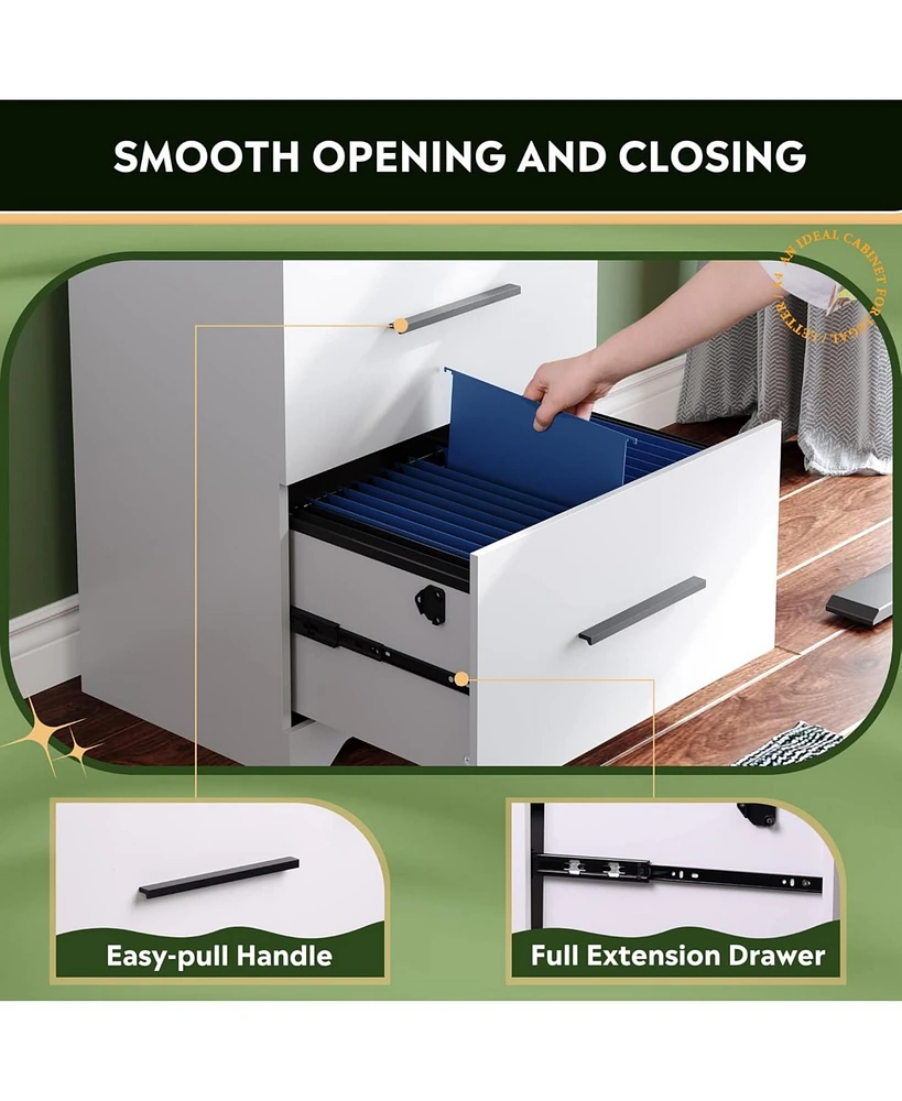 2-Drawer Wood Lateral File Cabinet with Lock for Office Home