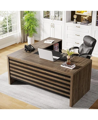 Tribesigns 62.2" Executive Desk with Mobile File Cabinet, L-Shaped Office Storage Shelves, Large Computer Business Workstation Set