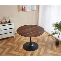 42.1"Wood Color Top Tulip Table Mid-century Dining Table for 4-6 people With Round Mdf Table Top, Pedestal Dining Table, End Table Leisure Coffee