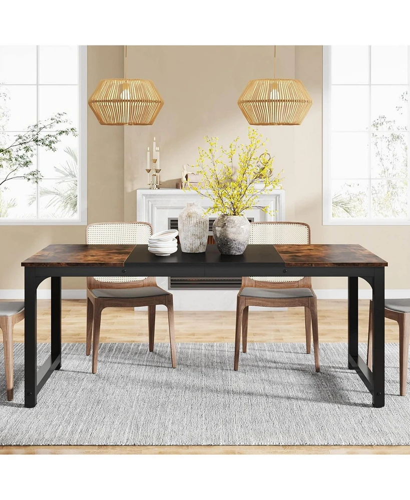 Tribesigns 71"x31.5" Dining Table, Industrial for 6-8 Person, Rectangular Dinner Table for Dining Room Kitchen Living Room, with Heavy Duty Metal Legs