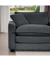 Streamdale Furniture Mid-Century Modern Sectional Set of Two, One 3-Seater Sectional and One Single-Seater Sectional with 2 Arm Pillows and 4 Throw Pi